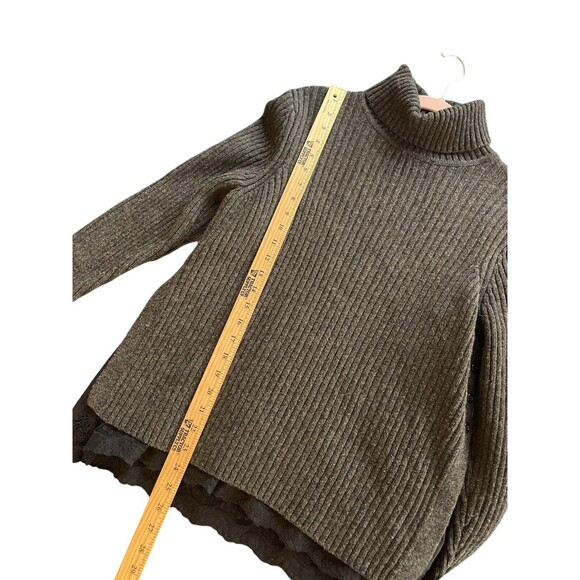 Garnet Hill Womens M  Gray  Wool Turtle Neck Pullover Side Buttons Lace Trim‎ - Picture 11 of 14